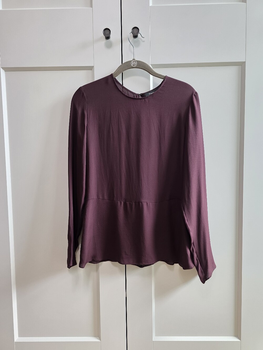 Theory Eggplant Semi-sheer Silk Blouse